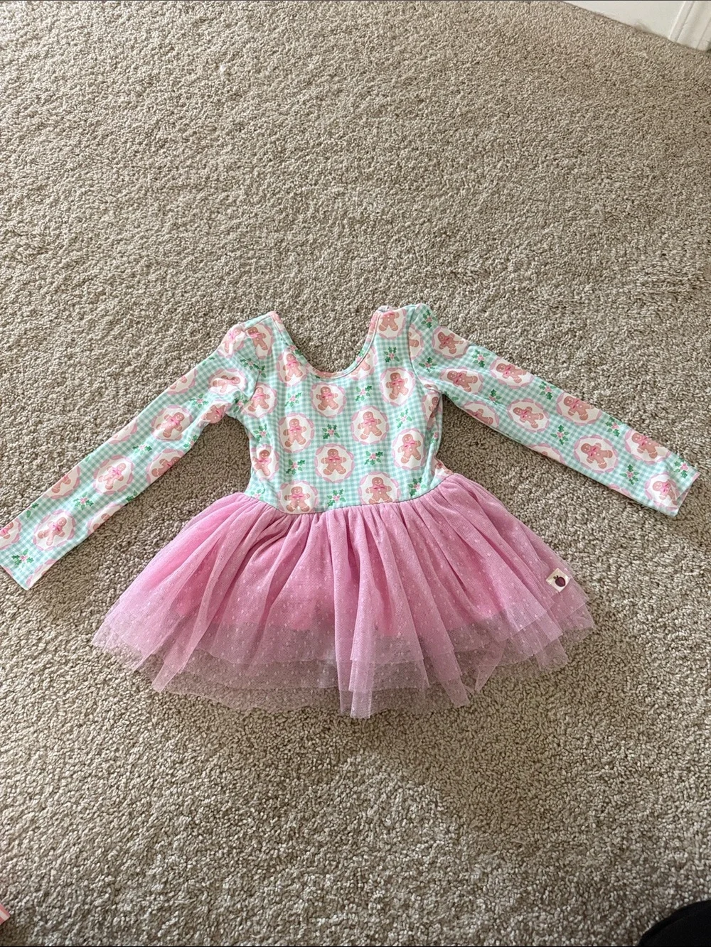 Pink Gingerbread Tutu Dress - Long Sleeve Kids Costume leotard